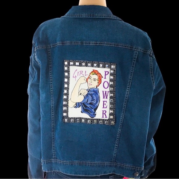 Girl Power Patch Jacket Feminist Jacket Customised Patch Jacket - Picture 6 of 7